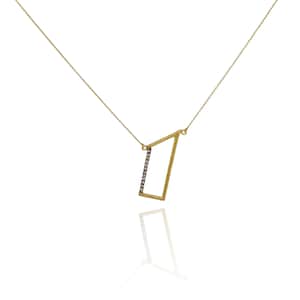 Diamond Pendant Necklace: 14K Yellow Gold Chain, Geometric Charm