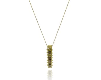 Raw Diamond Pendant - Raw Diamond Necklace - Opaque Diamond Necklace With 14K Yellow Gold Chain