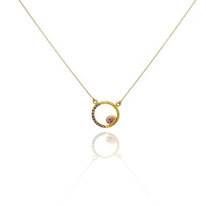 Pear Cut Quartz & Diamond Necklace: 14K Yellow Gold Chain