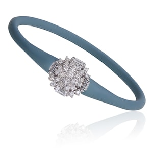 Diamond Bracelet - Diamond Bangle - Baguette Bangle – Baby Blue Silicone Rubber Diamond Bracelet