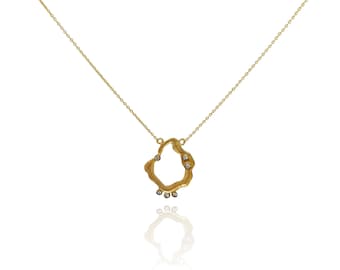 Diamond Necklace - Diamond Pendant - Diamond Necklace With 14K Yellow Gold Chain