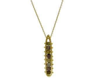 Raw Diamond Pendant - Raw Diamond Necklace - Opaque Diamond Necklace With 14K Yellow Gold Chain