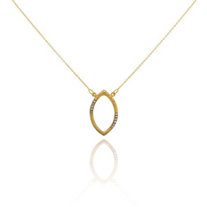 Naszyjnik z diamentami - Wisiorek z diamentami - Naszyjnik z diamentami z łańcuszkiem ze złota 14K