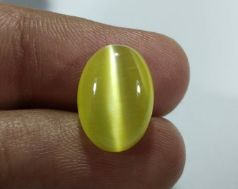 2 Pcs Natural Cats Eye Chrysoberyl Yellow Color Oval Cabochon Loose Gemstone Lot