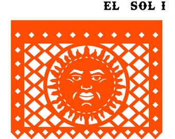 Papel Picado - El Sol - Fiesta Mexicana -Cricut,Silueta,Láser,Redimensionable-SVG EPS PNG