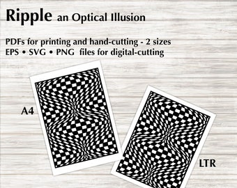 Ilusión óptica ondulada: corte manual o Cricut, SVG, EPS y PNG (descarga digital)