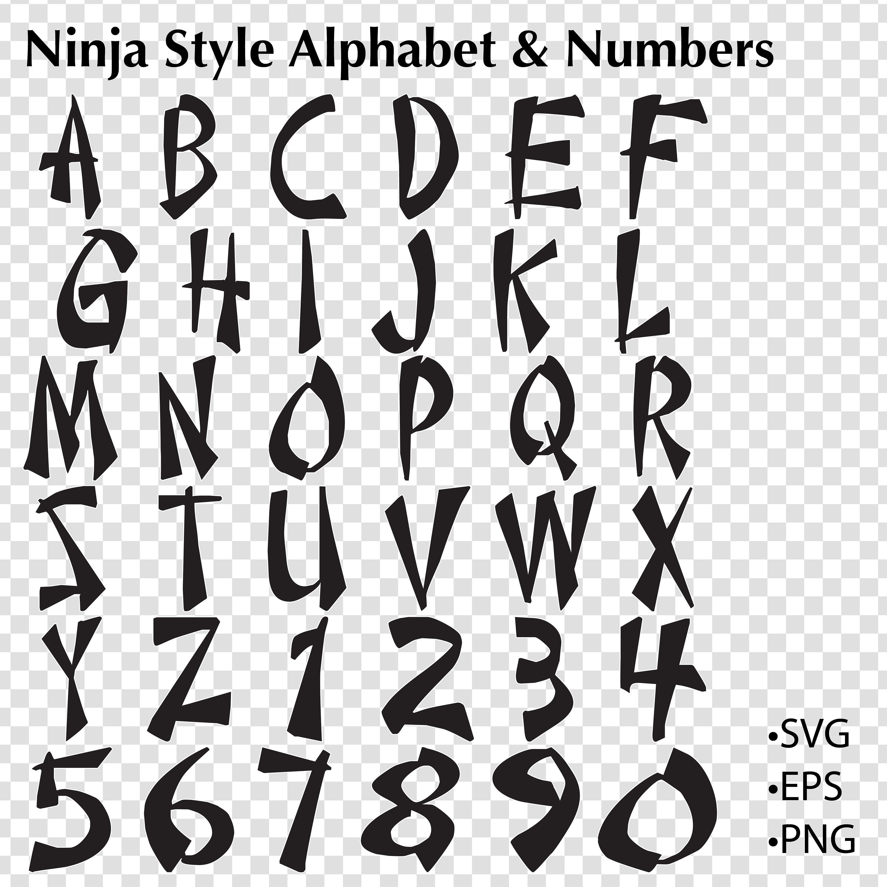 N I I N A★ページ Ninja Alphabet & Numbers: Layered Letters, Cricut Silhouette