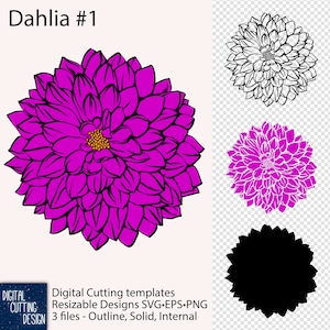 Dahlia - Zinnia flower - vector resizable cutting files, sublimation print, SVG EPS PNG