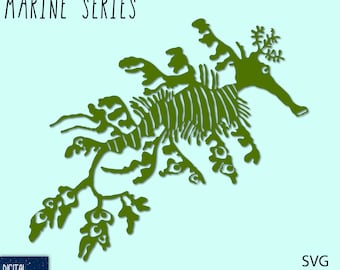 Archivo vectorial de corte de dragón marino frondoso: Cricut, láser, silueta (SVG, EPS, PNG) (Descarga digital)