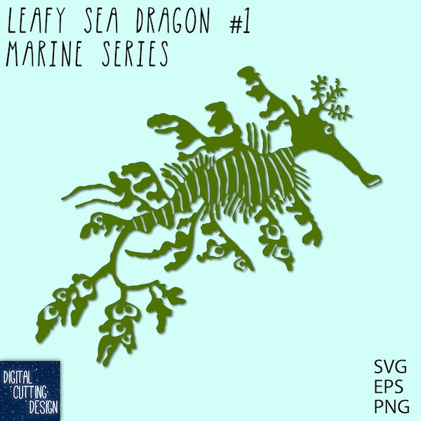 Leafy Sea Dragon vector cut file - Marine Series - Hand, Cricut, Silhouette or Laser cut, Sublimation print - Resizable -  SVG EPS PNG