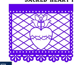 Sacred Heart Papel Picado Flag: Mexican Fiesta Decor (SVG EPS PNG)
