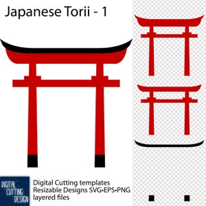 Traditional Japanese Torii Gate - vector resizable cutting files - SVG EPS PNG