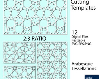 Arabesque Tessellation Rectangles 2:3 ratio - 12 Vector Cutting Files (SVG, EPS, PNG)