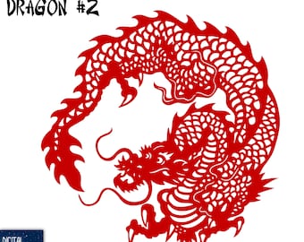 Dragón chino recortado en papel: arte tradicional, vector redimensionable (SVG, EPS, PNG)