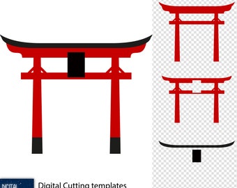 Traditional Japanese Torii Gate #2 - vector resizable cutting files - SVG EPS PNG