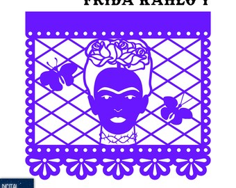 Frida Kahlo Papel Picado Flag: Mexican Fiesta Decor (SVG EPS PNG)