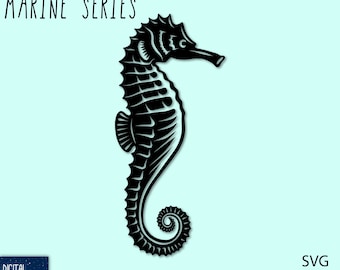 Seahorse cutout - Marine Series - Hand, Cricut, Silhouette or Laser cut - Resizable -  SVG EPS PNG