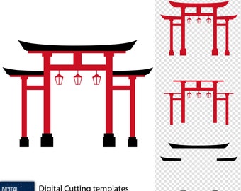 Traditional Japanese Torii Gate #4 - vector resizable cutting files - SVG EPS PNG