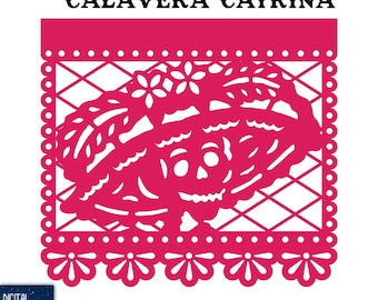 Calavera Catrina Papel Picado – Día de los Muertos - Día de Muertos SVG EPS PNG