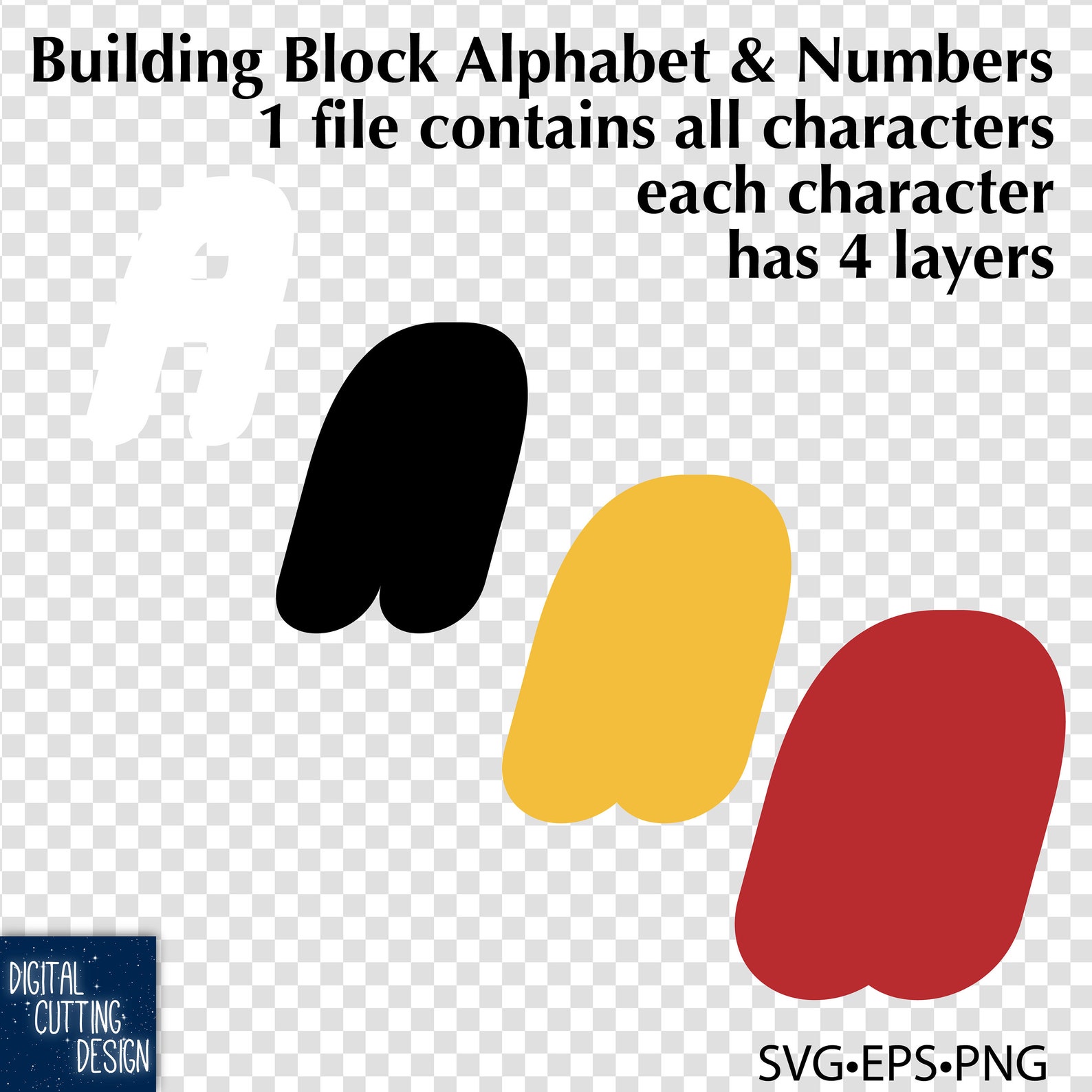 Building Block Letters and Numbers SVG: Layered Alphabet (digital ...