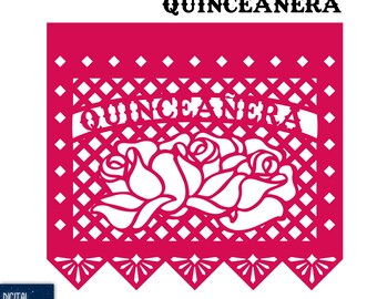 Quinceañera Papel Picado SVG: Plantilla de decoración de fiesta (Descarga digital)