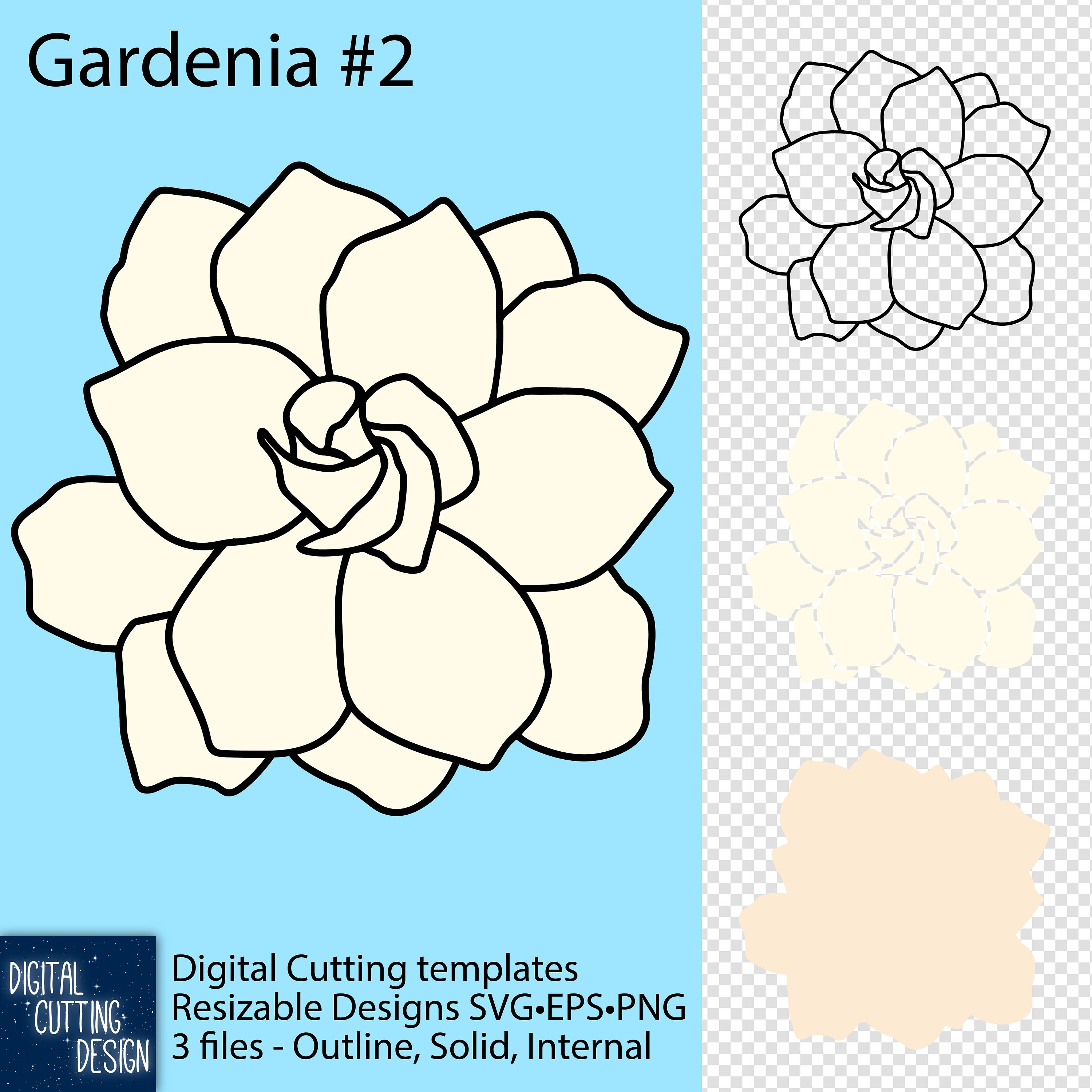 Gardenia n.° 2: archivos de corte redimensionables vectoriales, SVG, EPS y  PNG - Etsy México, image size:3000x3000