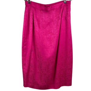 Adrianna Papell Hot Pink Two Piece 100% Silk Satin Buttons Skirt Suit Asian 10 Bild 6