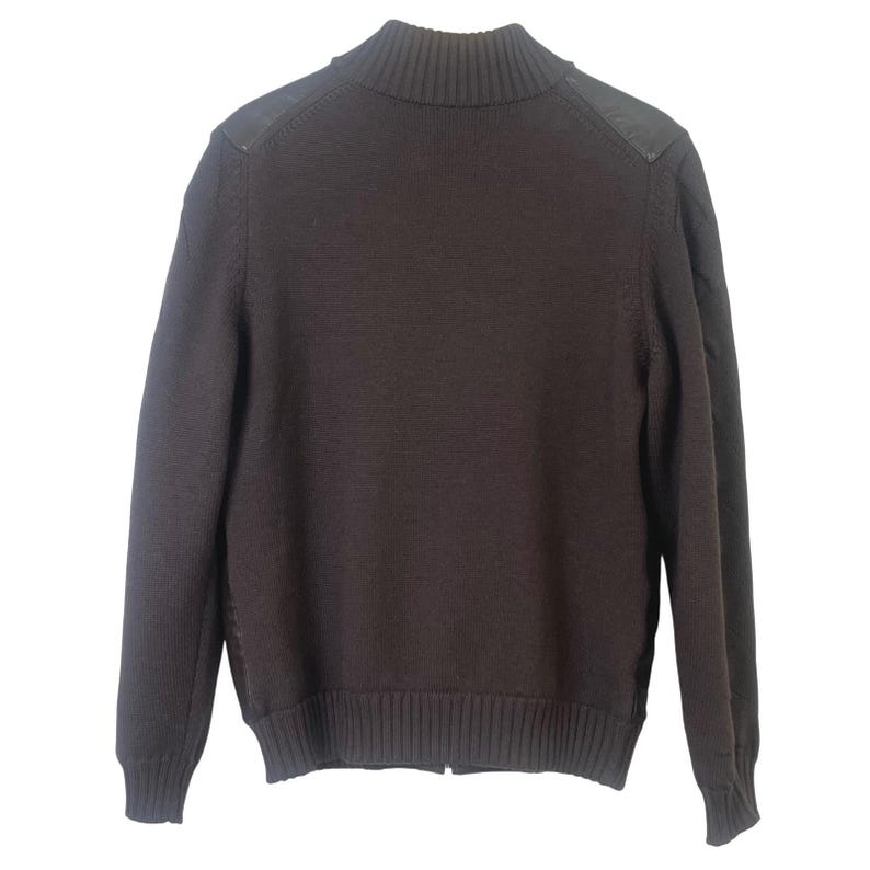 Germano Ghergo Italian Butter Soft Black Leather Jacket Woven Wool Sleeves 54 image 3