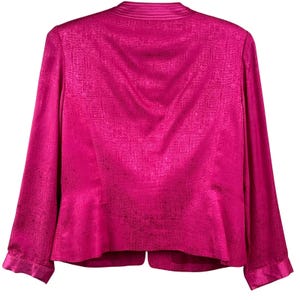 Adrianna Papell Hot Pink Two Piece 100% Silk Satin Buttons Skirt Suit Asian 10 Bild 5