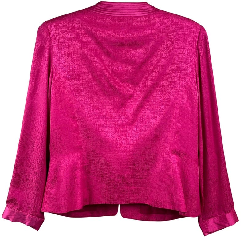 Adrianna Papell Hot Pink Two Piece 100% Silk Satin Buttons Skirt Suit Asian 10 Bild 5