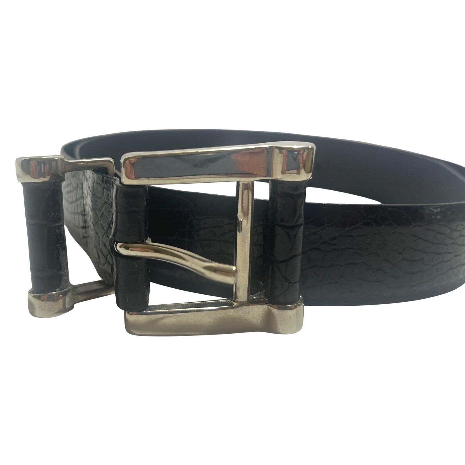 VTG Carlisle Black Reptile Design Leather Belt W/ Leather 