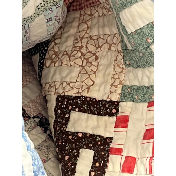 Handmade Quilted Fabric Yo-Yo Patchwork Carry Tot… - image 5