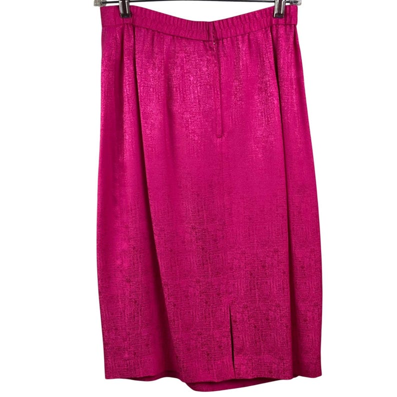 Adrianna Papell Hot Pink Two Piece 100% Silk Satin Buttons Skirt Suit Asian 10 Bild 7