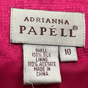 Adrianna Papell Hot Pink Two Piece 100% Silk Satin Buttons Skirt Suit Asian 10 Bild 8