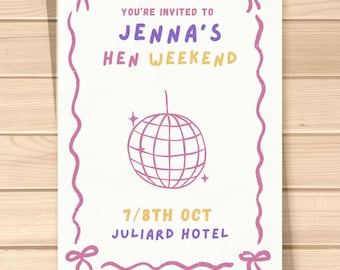 Pink Hen Night Invitation | Chic Bachelorette Party, Editable Canva Template (Digital Download)