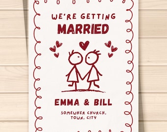 Adorable Minimalist Wedding Invitation Template | Editable Canva Wedding Invite | Cute Neutral Elegant Printable Invitation