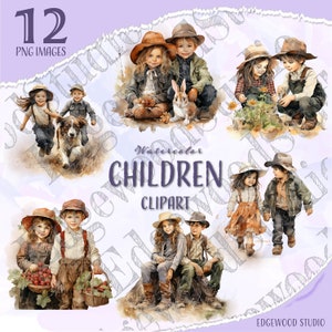 Children, Watercolor, Siblings, Teenagers, PNG