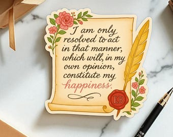 Jane Austen sticker Pride and Prejudice leesgrage cadeau voor lezer literair citaat waterdichte sticker voor Tumbler feministische laptop sticker label