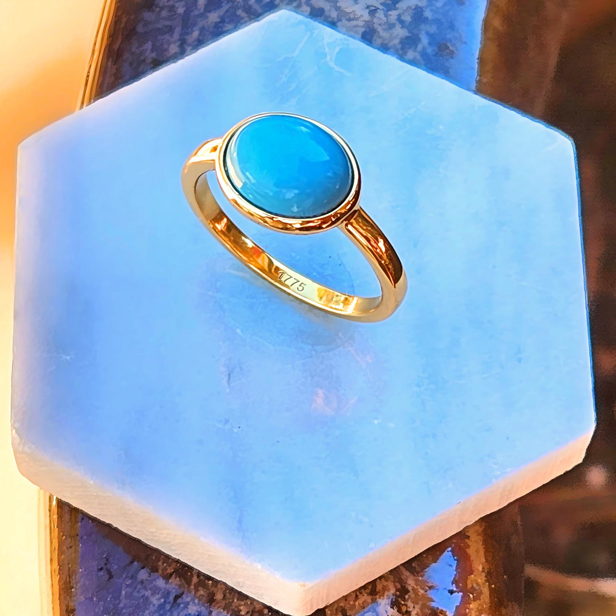 vintage turquoise ring TM 刻印 vintage turquoise ring TM 刻印 Vintage 18K Large Turquoise