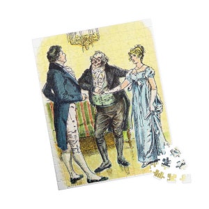 Pride And Prejudice Puzzle Game For Jane Austen Fan Gift Literary Scene Art Book Lover Puzzle Classic Romance Gift For Reader English Novel 252 pcs (Vertical)