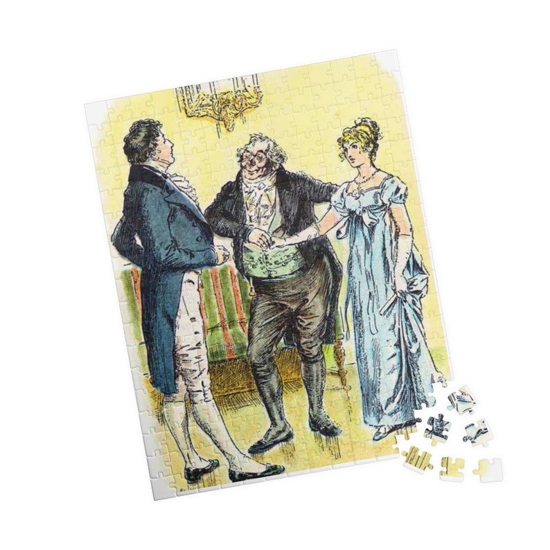 Pride And Prejudice Puzzle Game For Jane Austen Fan Gift Literary Scene Art Book Lover Puzzle Classic Romance Gift For Reader English Novel 252 pcs (Vertical)