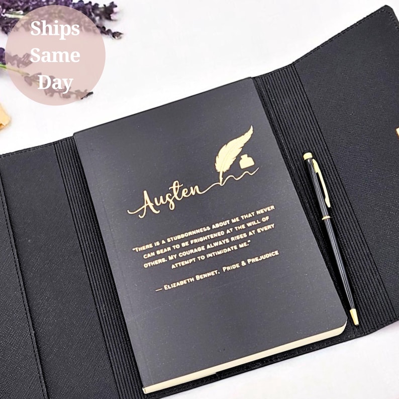 jane austen journal notebook refillable with pen