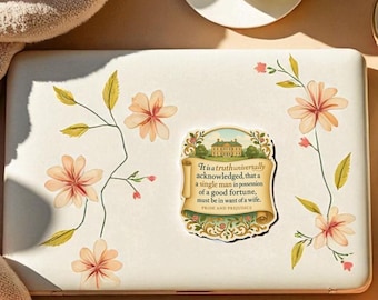 Jane Austen sticker Pride and Prejudice leesgrage cadeau voor lezer literair citaat waterdichte sticker voor Tumbler feministische laptop sticker label