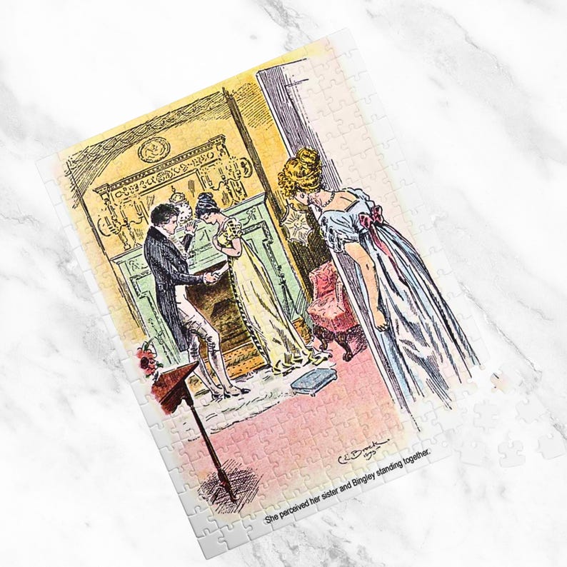 Jane Austen Puzzle Game For Bookish Gift Idea Pride And Prejudice Puzzle English Literature Lover Classic Romance Gift Book Club Activity 110 pcs (Vertical)