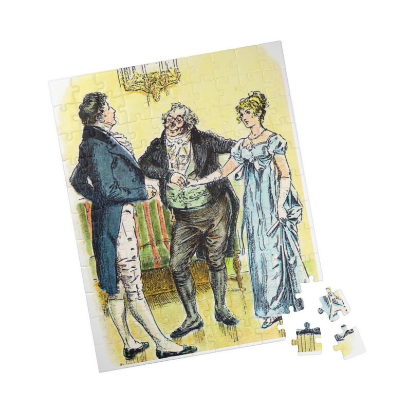 Pride And Prejudice Puzzle Game For Jane Austen Fan Gift Literary Scene Art Book Lover Puzzle Classic Romance Gift For Reader English Novel 110 pcs (Vertical)