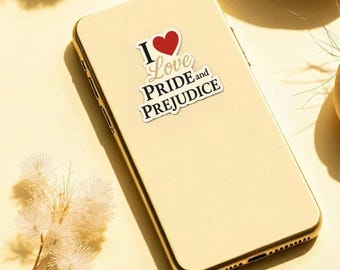 Jane Austen sticker Pride And Prejudice sticker voor Tumbler leesgrage literaire sticker laptop sticker Engelse auteur fan cadeau kous Stuffer