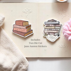 Jane Austen Books Sticker Literary Sticker For Laptop Tumbler Book Club Gift Pride And Prejudice Sticker Teacher Gift Idea Two Sticker Set