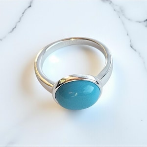 Jane Austen-presenter Silverringreplika Naturlig turkos födelsestensring Turkos smycken Jane Austen-fanpresentidé Bokälskarepresent