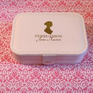 Jane Austen PU Leather Medium Size Jewelry Box Pride and Prejudice Gifts Jane Austen Gift