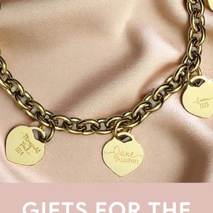 Heart Charm Bracelet Jane Austen Gold Charm Bracelet Book Lover Jewelry Gift For Her Classic Literature Fan Pride And Prejudice Accessory image 10